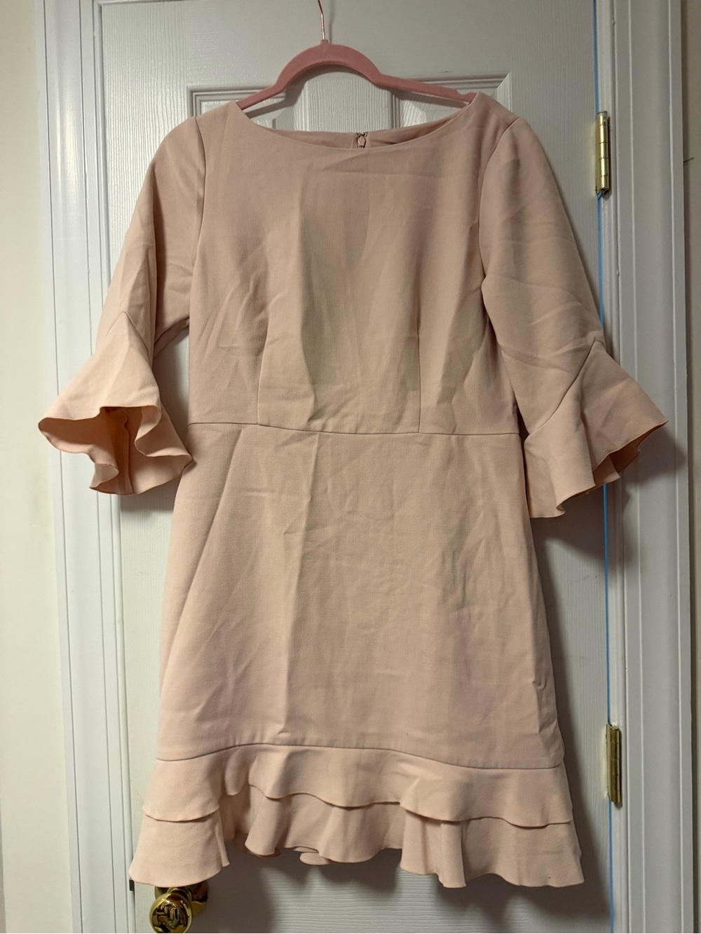 Ann Taylor Blush Pink Ruffle Sleeve Mini Dress